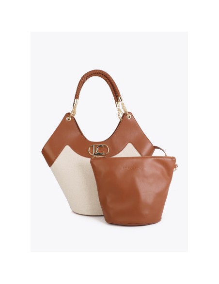 SHOPPER.DESESTRUCTURADO-EFECTO-PIEL.CANVAS-BICOLOR-NECESER-INTERIOR-LOLA-CASADEMUNT