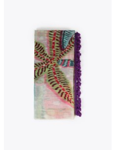 PAREO-MULTICOLOR-DIBUJOS-TROPICALES-FLECOS-MORADOS-LOLA-CASADEMUNT