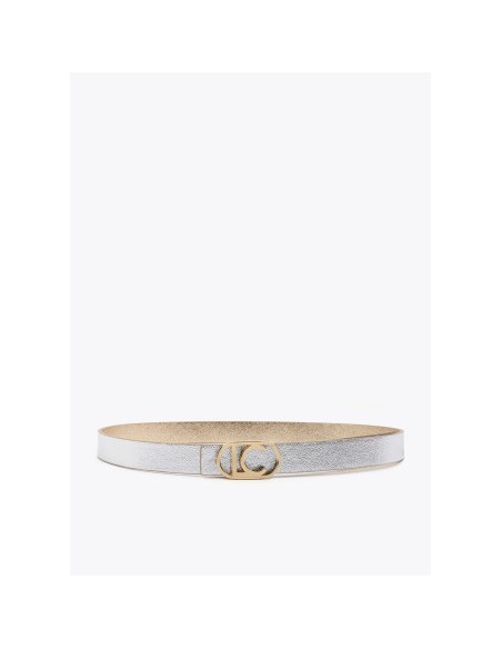 CINTURÓN-REVERSIBLE-TONOS-METALIZADOS-PLATA-DORADO-HEBILLA-LOGO-DORADO-OVALADO-LOLA-CASADEMUNT