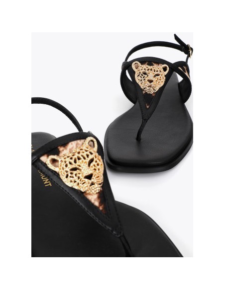 SANDALIA-PLANA-NEGRA-APLIQUE-DORADO-LEOPARDO-ANTIDESLIZANTE-CIERRE-AJUSTABBLE-LOLA-CASADEMUNT