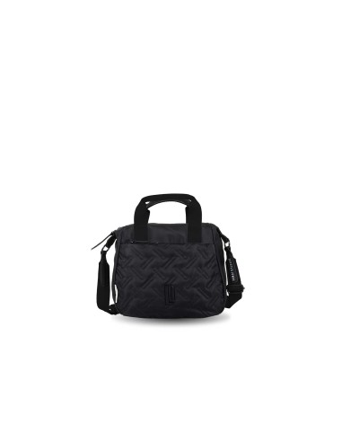 BOLSO-BANDOLERA-NEGRA-NYLON-ACOLCHADO-COMPARTIMENTO-FRONTAL-TRASERO-IRON-DEVOTA&LOMBA