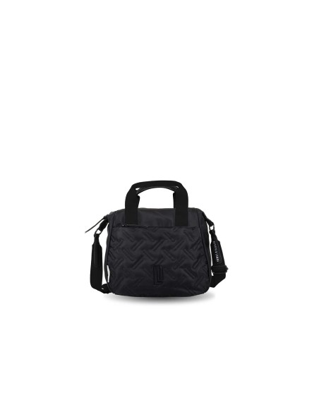 BOLSO-BANDOLERA-NEGRA-NYLON-ACOLCHADO-COMPARTIMENTO-FRONTAL-TRASERO-IRON-DEVOTA&LOMBA