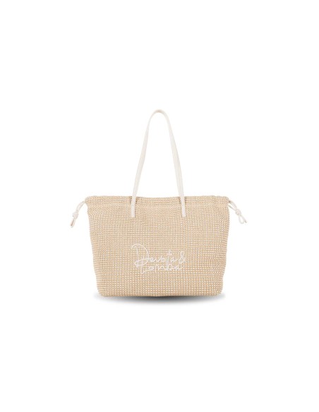 BOLSO-PAJA-BEIGE-PIEL-SINTÉTICA-BLANCA-ASAS-HOMBRO-FLOCK-DEVOTA&LOMBA