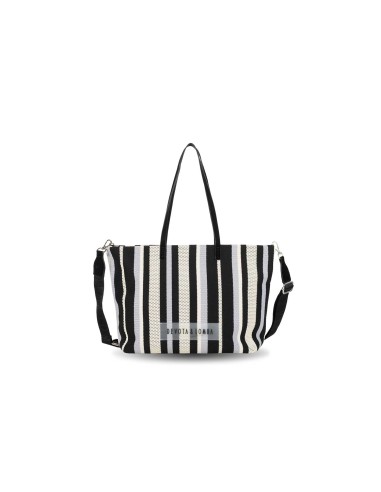 BOLSO-BANDOLERA-REJILLA-PIEL-SINTÉTICA-NEGRO-ESTAMPADO-RAYAS-BOLSILLO-TRASERO-KNIT-DEVOTA&LOMBA