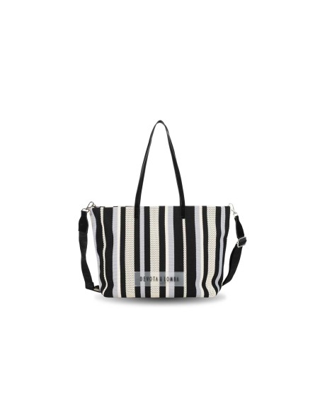 BOLSO-BANDOLERA-REJILLA-PIEL-SINTÉTICA-NEGRO-ESTAMPADO-RAYAS-BOLSILLO-TRASERO-KNIT-DEVOTA&LOMBA