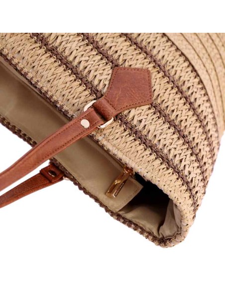 BOLSO-CAPAZO-MARRÓN-FIBRAS-NATURALES-TRENZADAS-ASAS-HOMBRO-CIERRE-CREMALLERA-ALINA-DON-ALGODÓN