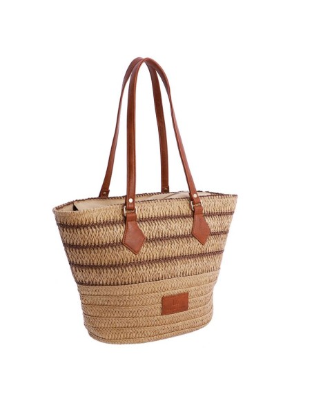 BOLSO-CAPAZO-MARRÓN-FIBRAS-NATURALES-TRENZADAS-ASAS-HOMBRO-CIERRE-CREMALLERA-ALINA-DON-ALGODÓN