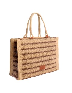 BOLSO-CUADRADO-FIBRAS-NATURALES-RAYAS-MARRONES-ASAS-MANO-ALINA-DON-ALGODÓN 2