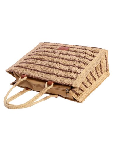 BOLSO-CUADRADO-FIBRAS-NATURALES-RAYAS-MARRONES-ASAS-MANO-ALINA-DON-ALGODÓN