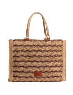 BOLSO-CUADRADO-FIBRAS-NATURALES-RAYAS-MARRONES-ASAS-MANO-ALINA-DON-ALGODÓN