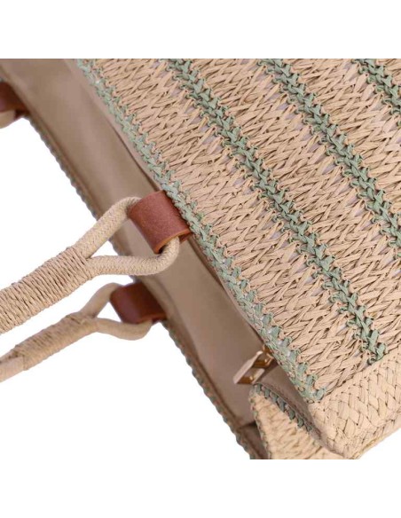BOLSO-CUADRADO-FIBRAS-NATURALES-RAYAS-MARRÓN-VERDE-ASAS-MANO-ALINA-DON-ALGODÓN