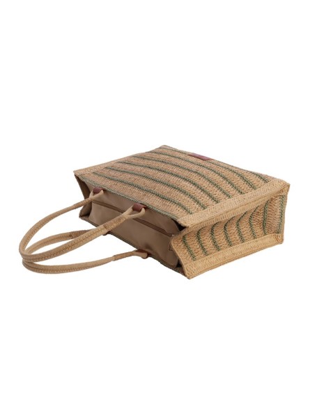 BOLSO-CUADRADO-FIBRAS-NATURALES-RAYAS-MARRÓN-VERDE-ASAS-MANO-ALINA-DON-ALGODÓN