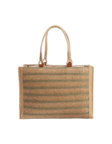 BOLSO-CUADRADO-FIBRAS-NATURALES-RAYAS-MARRÓN-VERDE-ASAS-MANO-ALINA-DON-ALGODÓN
