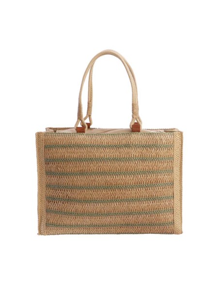 BOLSO-CUADRADO-FIBRAS-NATURALES-RAYAS-MARRÓN-VERDE-ASAS-MANO-ALINA-DON-ALGODÓN