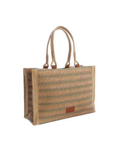 BOLSO-CUADRADO-FIBRAS-NATURALES-RAYAS-MARRÓN-VERDE-ASAS-MANO-ALINA-DON-ALGODÓN