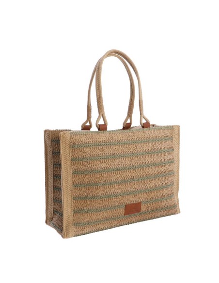 BOLSO-CUADRADO-FIBRAS-NATURALES-RAYAS-MARRÓN-VERDE-ASAS-MANO-ALINA-DON-ALGODÓN