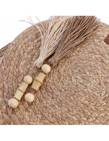 BOLSO-FIBRAS-NATURALES-REDONDO-ADORNO-POMPON-CIERRE-CREMALLERA-ASAS-HOMBRO-DON-ALGODÓN