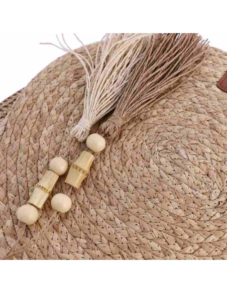 BOLSO-FIBRAS-NATURALES-REDONDO-ADORNO-POMPON-CIERRE-CREMALLERA-ASAS-HOMBRO-DON-ALGODÓN