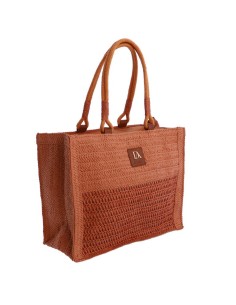 SHOPPER-NARANJA-FIBRAS-NATURALES-TRENZADAS-ASAS-HOMBRO-CUERRE-CREMALLERA-LIORIA-DON-ALGODÓN 2