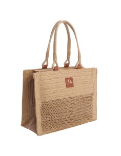 SHOPPER-BEIGE-FIBRAS-NATURALES-TRENZADAS-ASAS-HOMBRO-CUERRE-CREMALLERA-LIORIA-DON-ALGODÓN 2