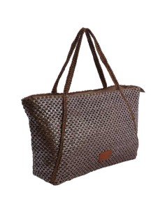 BOLSO-HOMBRO-MARRÓN-METALIZADO-FIBRAS-NATURALES-TRENZADAS-ASAS-HOMBRO-TALINE-DON-ALGODÓN 2