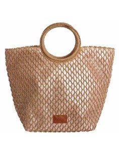 BOLSO-PLATA-TRENZADO-ROSA-METALIZADO-ASAS-MANO-REDONDAS-CIERRE-CREMALLERA-DON-ALGODÓN