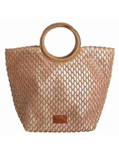 BOLSO-PLATA-TRENZADO-ROSA-METALIZADO-ASAS-MANO-REDONDAS-CIERRE-CREMALLERA-DON-ALGODÓN