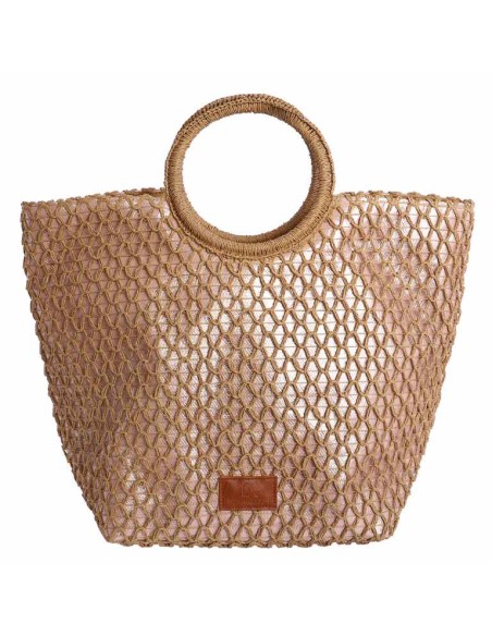 BOLSO-PLATA-TRENZADO-ROSA-METALIZADO-ASAS-MANO-REDONDAS-CIERRE-CREMALLERA-DON-ALGODÓN