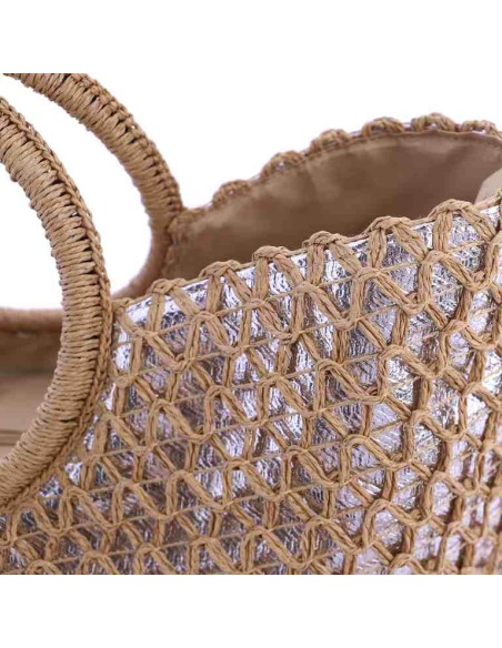 BOLSO-PLATA-TRENZADO-PLATA-METALIZADO-ASAS-MANO-REDONDAS-CIERRE-CREMALLERA-DON-ALGODÓN