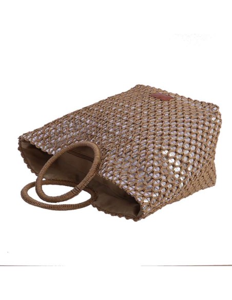 BOLSO-PLATA-TRENZADO-PLATA-METALIZADO-ASAS-MANO-REDONDAS-CIERRE-CREMALLERA-DON-ALGODÓN