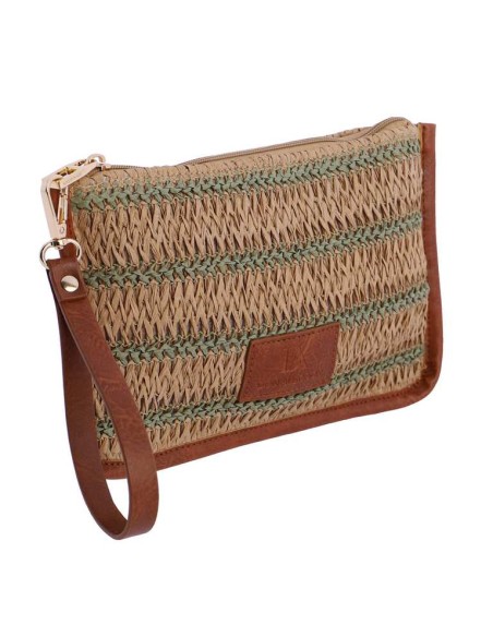 BOLSO-MANO-COMBINACIÓN-MARRÓN-VERDE-ASA-MANO-CIERRE-CREMALLERA-SESIMBRA-DON-ALGODÓN