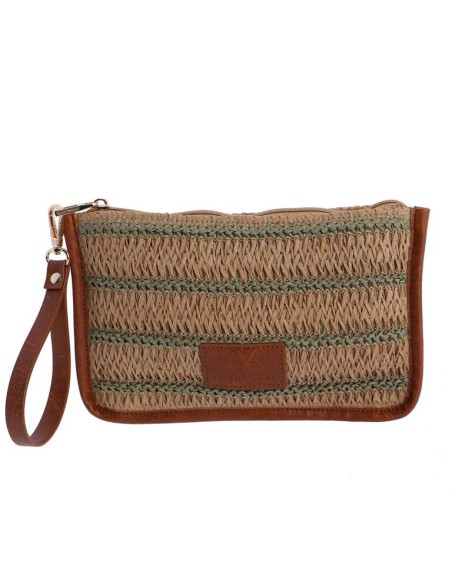 BOLSO-MANO-COMBINACIÓN-MARRÓN-VERDE-ASA-MANO-CIERRE-CREMALLERA-SESIMBRA-DON-ALGODÓN