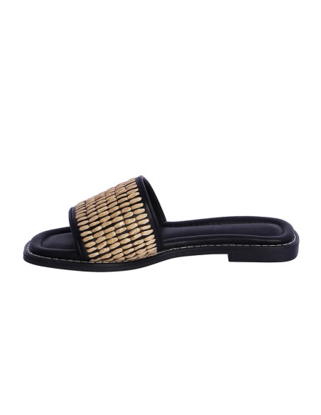 SANDALIAS-NEGRAS-PIEL-SINTÉTICA-DETALLE-RAFIA-COLOR-NATURAL-EMPEINE-DON-ALGODÓN