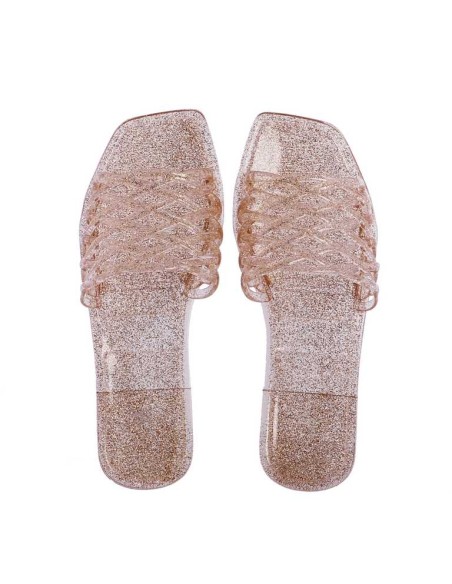 CHANCLAS-AGUA-DORADAS-BRILLO-TRENZADAS-PVC-ISABELLE-DON-ALGODÓN