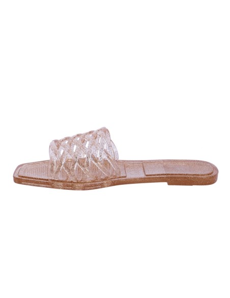 CHANCLAS-AGUA-DORADAS-BRILLO-TRENZADAS-PVC-ISABELLE-DON-ALGODÓN