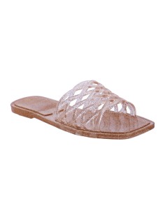 CHANCLAS-AGUA-DORADAS-BRILLO-TRENZADAS-PVC-ISABELLE-DON-ALGODÓN 2