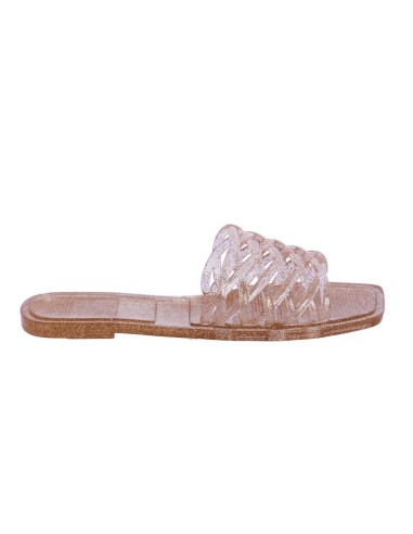 CHANCLAS-AGUA-DORADAS-BRILLO-TRENZADAS-PVC-ISABELLE-DON-ALGODÓN