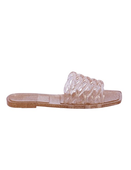 CHANCLAS-AGUA-DORADAS-BRILLO-TRENZADAS-PVC-ISABELLE-DON-ALGODÓN