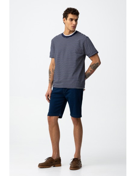 BERMUDAS-EFECTO-VAQUERO-AZUL-OSCURO-CLARO-CINTURA-ELÁSTICA-CORDONES-INDIGO-TIFFOSI