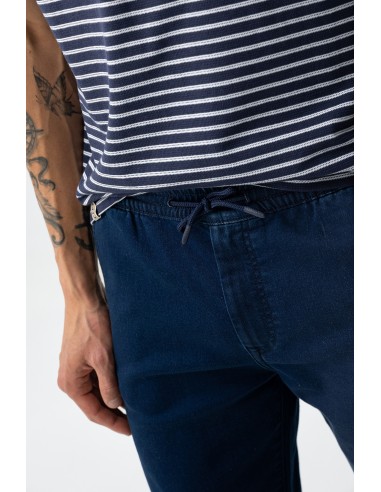BERMUDAS-EFECTO-VAQUERO-AZUL-OSCURO-CLARO-CINTURA-ELÁSTICA-CORDONES-INDIGO-TIFFOSI