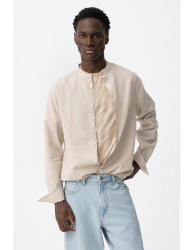 CAMISA-MANGA-LARGA-CUELLO-MAO-LINO-BOTÓN-MANGA-LIGERA-BISHOP-TIFFOSI