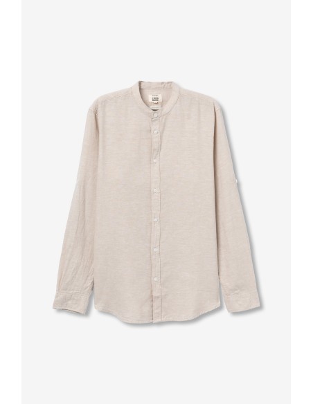CAMISA-MANGA-LARGA-CUELLO-MAO-LINO-BOTÓN-MANGA-LIGERA-BISHOP-TIFFOSI
