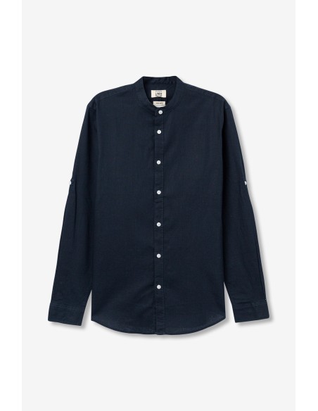 CAMISA-MANGA-LARGA-CUELLO-MAO-LINO-BOTÓN-MANGA-LIGERA-BISHOP-TIFFOSI