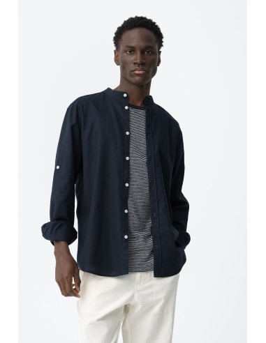 CAMISA-MANGA-LARGA-CUELLO-MAO-LINO-BOTÓN-MANGA-LIGERA-BISHOP-TIFFOSI