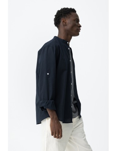 CAMISA-MANGA-LARGA-CUELLO-MAO-LINO-BOTÓN-MANGA-LIGERA-BISHOP-TIFFOSI
