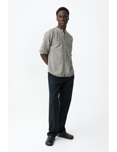 CAMISA-MANGA-LARGA-CUELLO-MAO-LINO-BOTÓN-MANGA-LIGERA-BISHOP-TIFFOSI