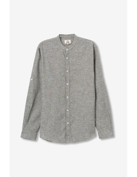 CAMISA-MANGA-LARGA-CUELLO-MAO-LINO-BOTÓN-MANGA-LIGERA-BISHOP-TIFFOSI