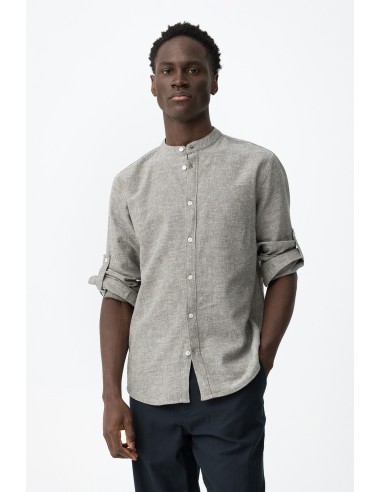 CAMISA-MANGA-LARGA-CUELLO-MAO-LINO-BOTÓN-MANGA-LIGERA-BISHOP-TIFFOSI