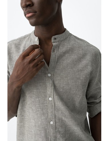 CAMISA-MANGA-LARGA-CUELLO-MAO-LINO-BOTÓN-MANGA-LIGERA-BISHOP-TIFFOSI