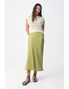 FALDA-MIDI-VERDE-PISTACHO-CINTURA-ELÁSTICA-KANSAS-TIFFOSI 2